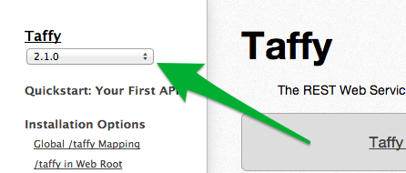 Taffy Documentation Version Selector