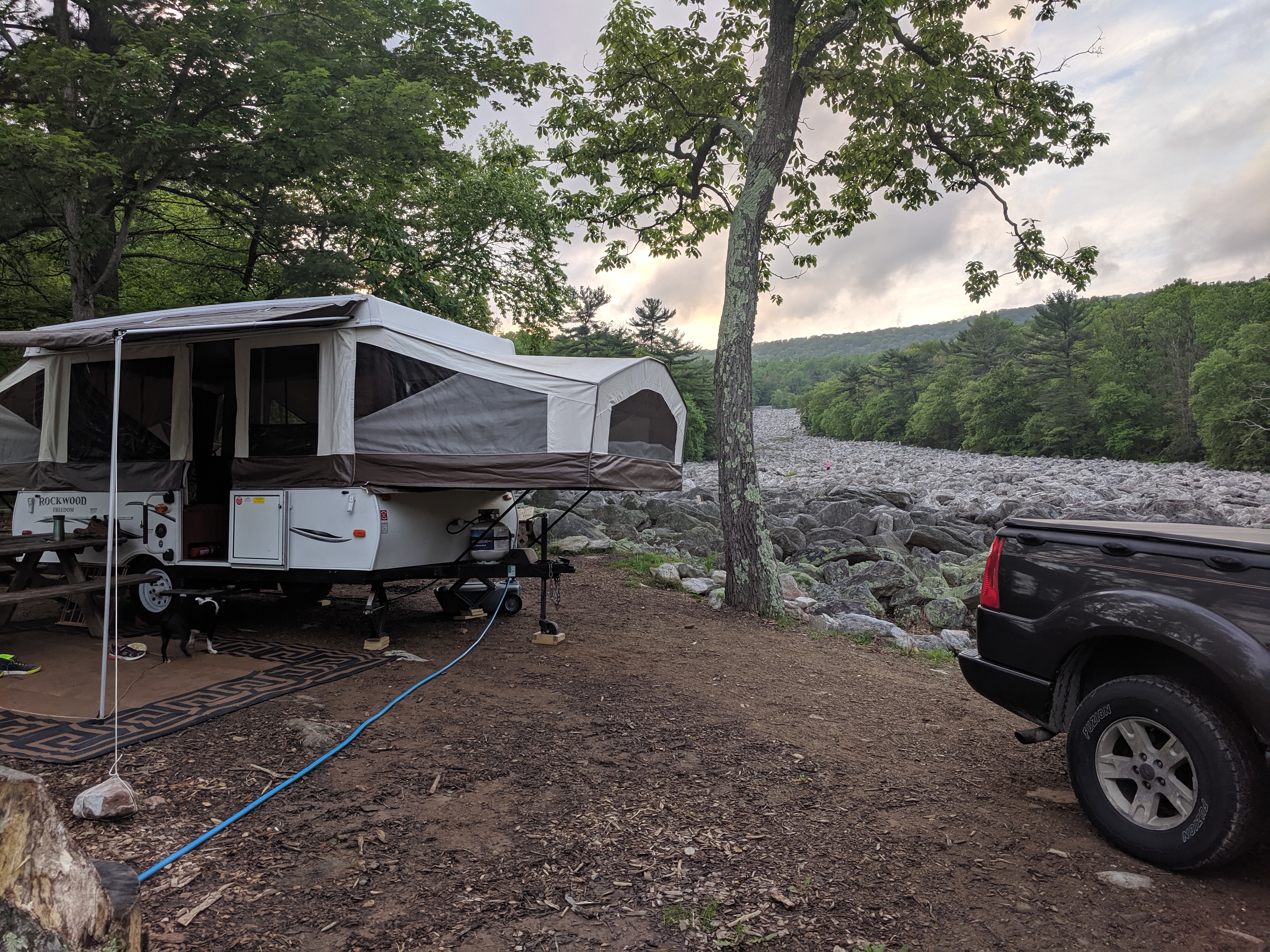 Our campsite for this weekend, right up against a boulder field!