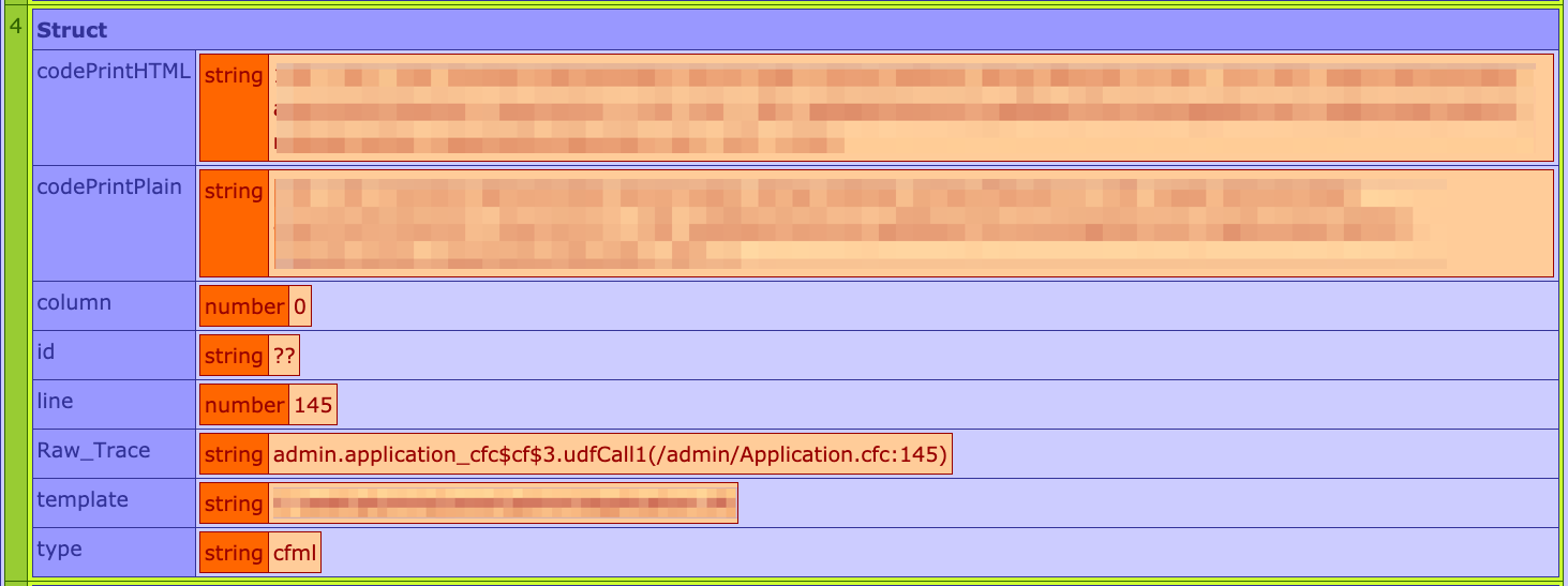 screen shot of a portion of a Lucee stack trace dump