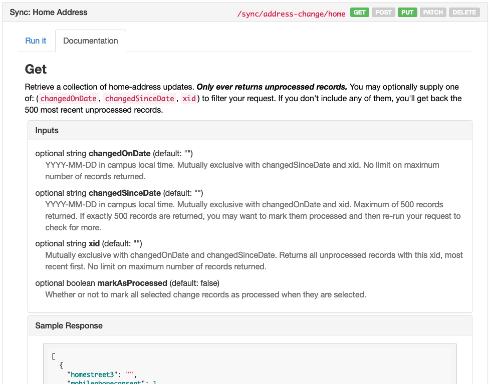 Screen shot of Taffy 3.3.0 improvements to the inline documentation in the dashboard